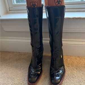 Tods patent leather black boots 36